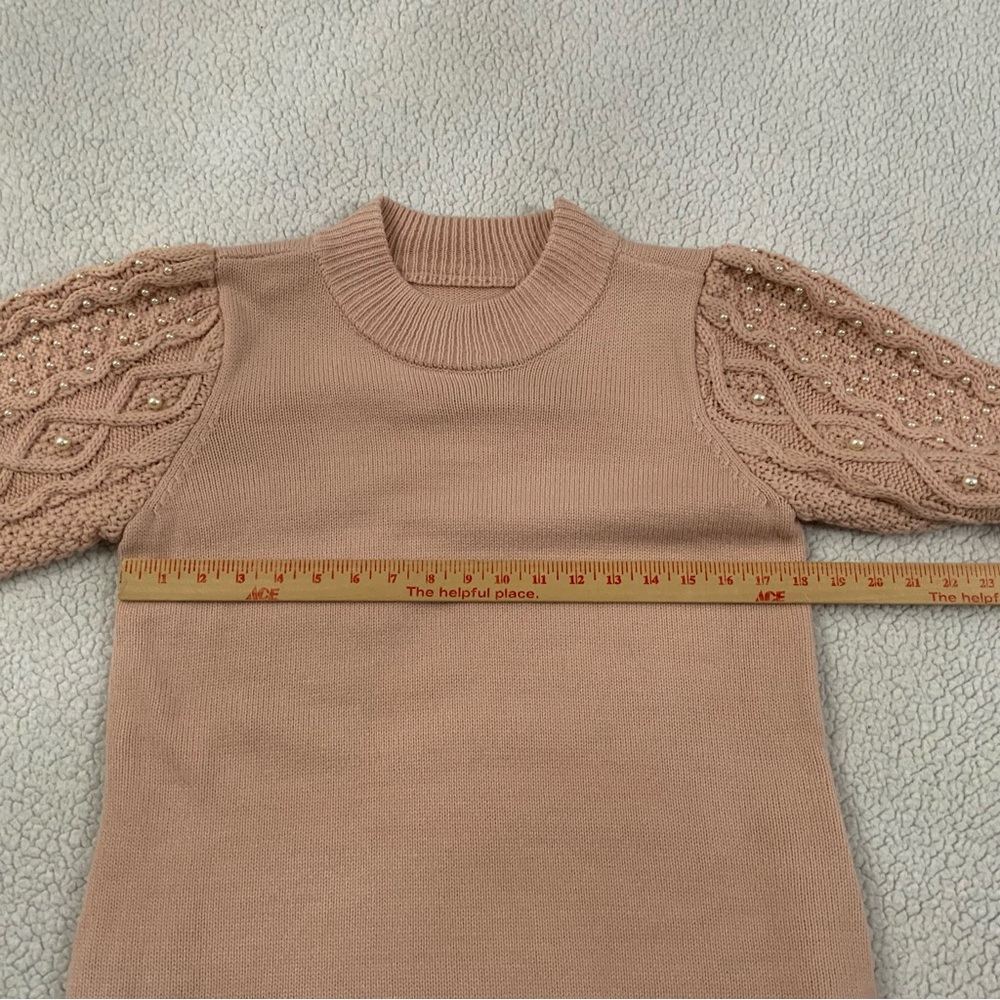 Eliza J Faux Pearl Knit Sweater Dress Size Large Blush Pink Classic Preppy New - Picture 6 of 11